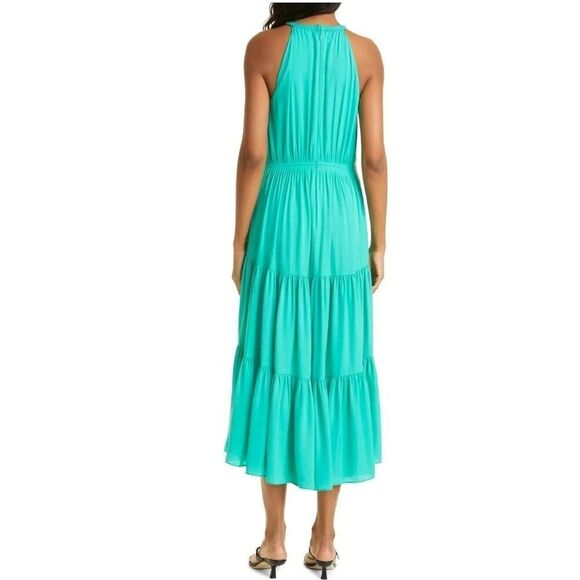 Kobi Halperin Robin Tiered Halter Neck Maxi Dress in Shamrock Green, Boho | 10 - Picture 4 of 13